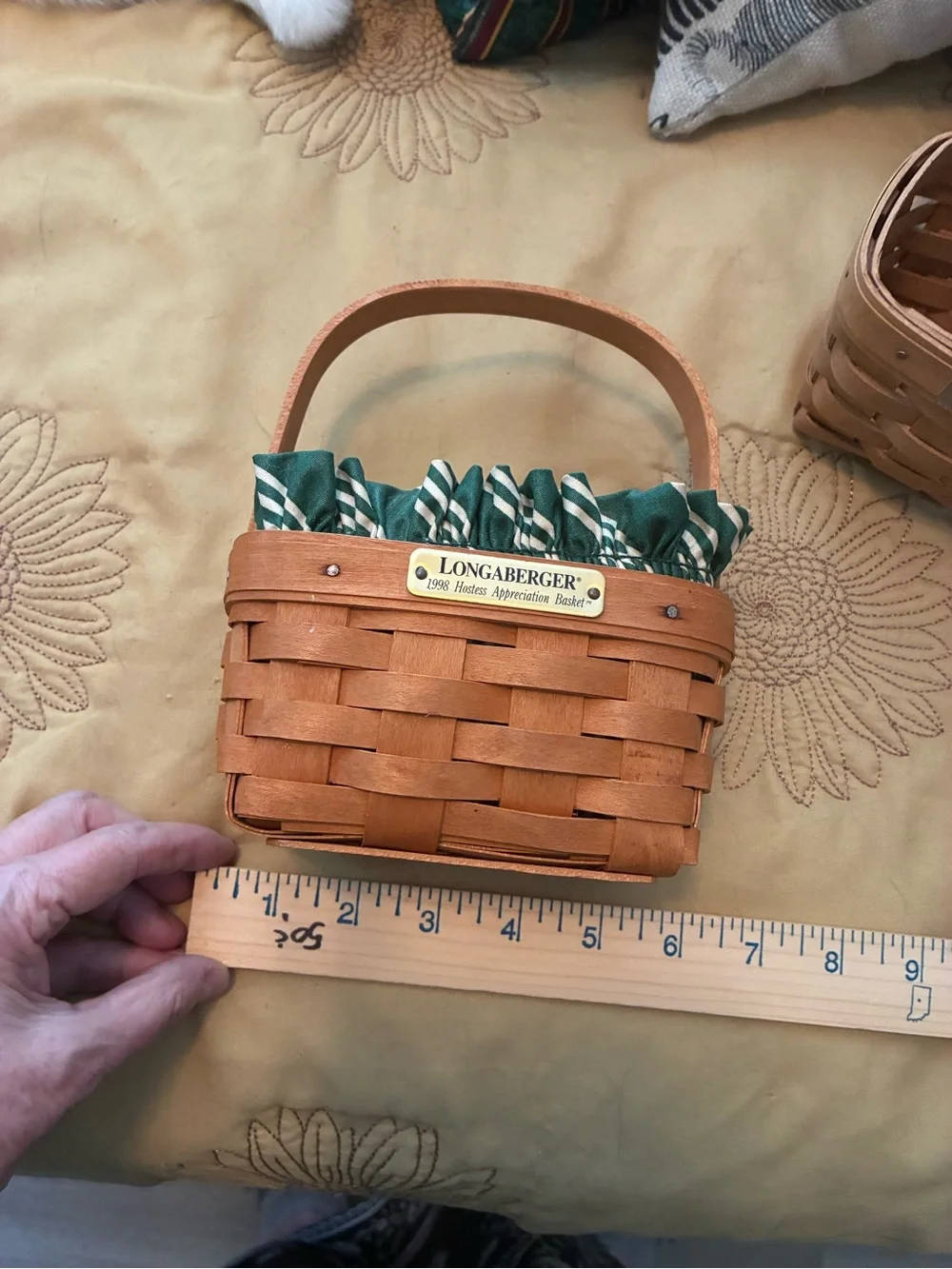 Longaberger Vintage Green & Natural Woven Basket Hostess Basket